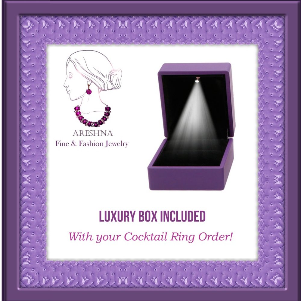 Tanzanite Swarovski Crystals Cocktail Ring - Picture 6 of 8